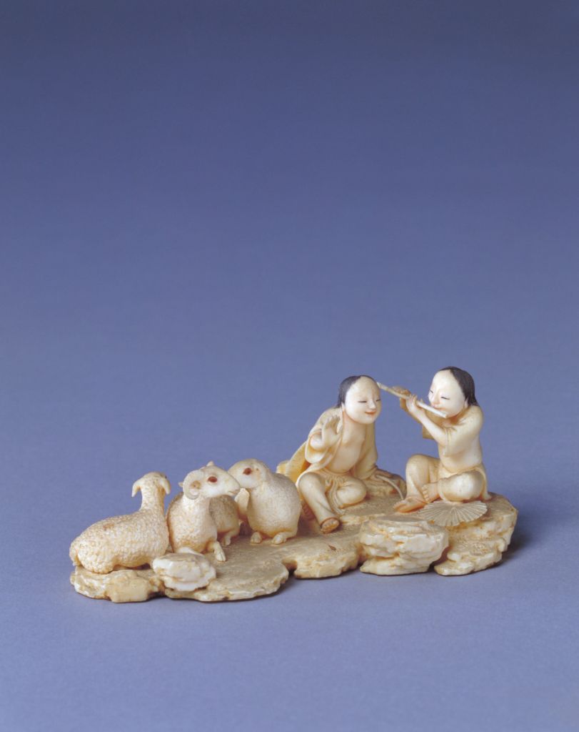 图片[1]-Ivory carving boy herding sheep-China Archive